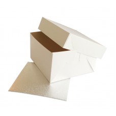 8" Inch Square 3mm Thick Cake Board & Box Pack